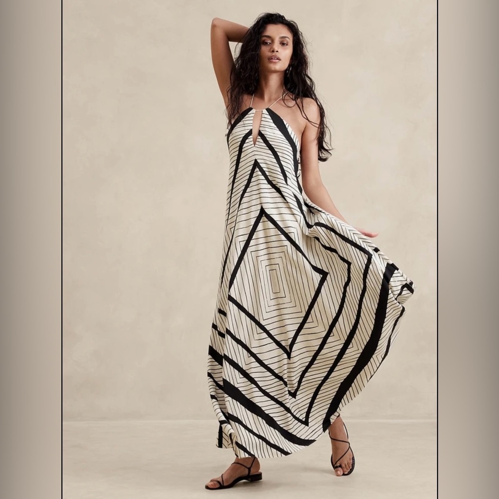 Banana Republic Silk Halter Maxi Dress, Size S